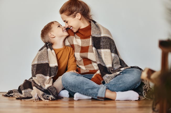 mother and son flannel